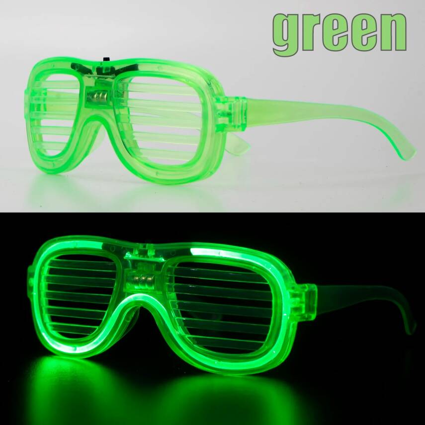 Yeşil LED Işıklı Parti Gözlüğü – Neon 3 Modlu - 1