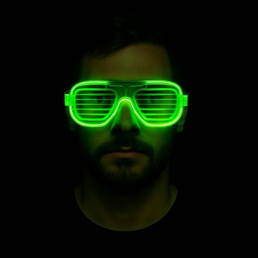 Yeşil LED Işıklı Parti Gözlüğü – Neon 3 Modlu - 2
