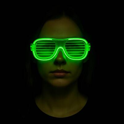Yeşil LED Işıklı Parti Gözlüğü – Neon 3 Modlu - 3