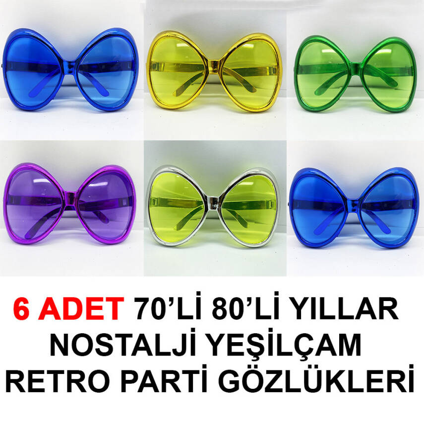 Yeşilçam Retro Parti Gözlükleri 6 Adet - 1