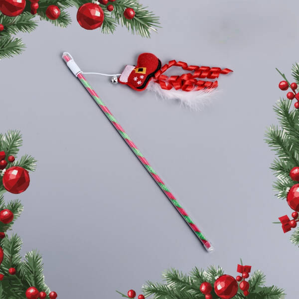 Yılbaşı Temalı Zilli Kedi Oyun Oltası - 3