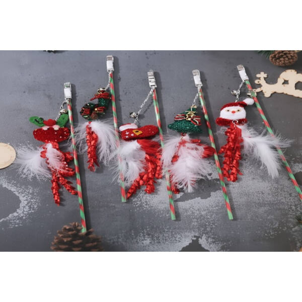 Yılbaşı Temalı Zilli Kedi Oyun Oltası - 4